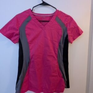 Pink and Gray Short Sleeve Tee Scub Top